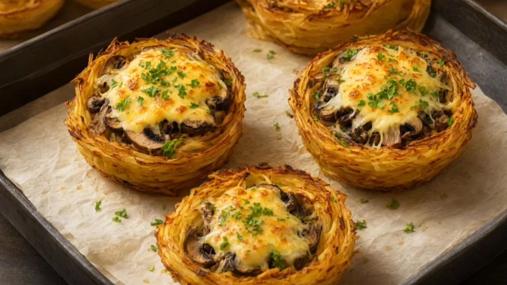 На Новый год готовлю стожки с фаршем и грибами: и мясо, и гарнир в одной тарелке
