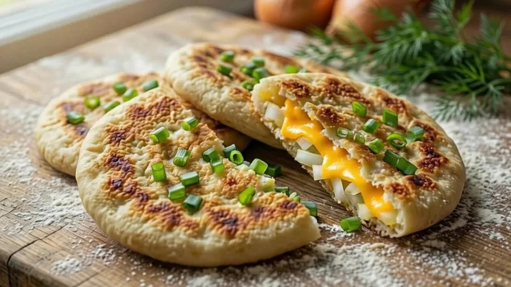 Ароматные лепешки-хрустяшки из кефира, сыра и лука: очень простые в приготовлении, но цепляют всех — пальчики оближешь