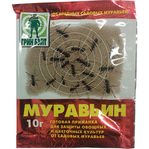 Пакет с готовой приманкой Муравьин весом в 10 грамм для защиты садовых деревьев